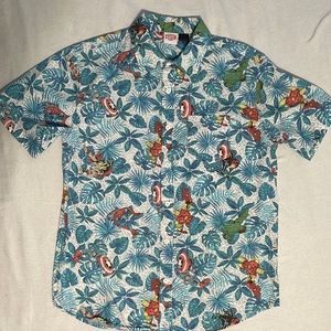 AVENGERS MARVEL Hawaiian Shirt M button up short sleeve 100% COTTON